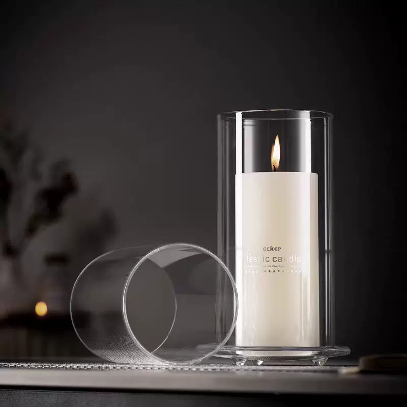 跨境供应高硼硅玻璃管烛台玻璃罩 玻璃蜡烛罩现货批发玻璃烛台