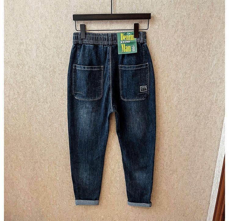High end jeans for men in 2023, new Korean version trendy and fashionable, versatile, elastic waist drawstring tied_voghion.com