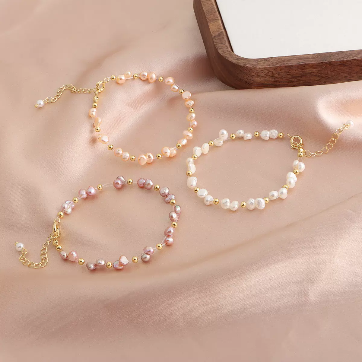 天然淡水珍珠手链小众时尚百搭高级感精致手链清新甜美手环饰品