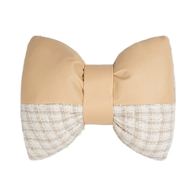 Seat cushion, seat cover Car Interior Accessories - checkered-chanel-inspired-lumbar-support-pillow-milk-tea