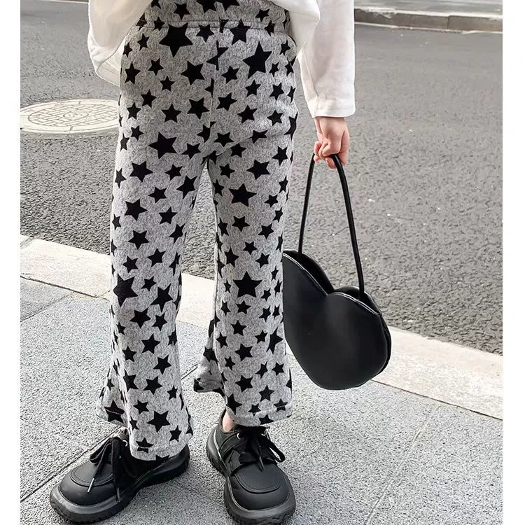 Children's thin black flared trousers for leisure, children's clothing, new collection, western style