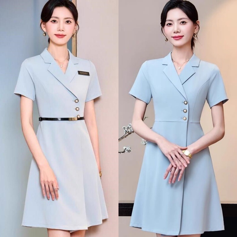 Elegant Suit Dress for Women 2025 Summer New Style Hotel Front Desk Receptionist Beauty Industry Wellness Center Work Uniform Professional Dress Elegant Suit Dress for Women 2025 Summer New Style Hotel Front Desk Receptionist Beauty Industry Wellness Center Work Uniform Professional Dress