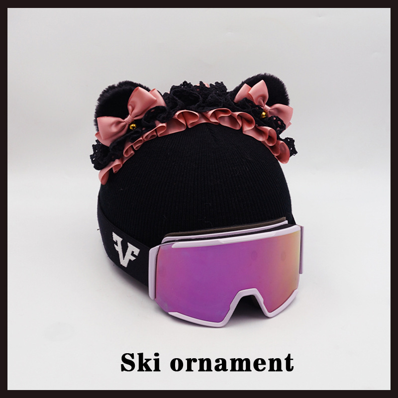 Lace Bear Headband Ski Helmet Cover Accessory