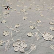 新款立體棉線刺綉鏤空蕾絲綉花 fabric連衣裙3D棉布花邊童裝面料