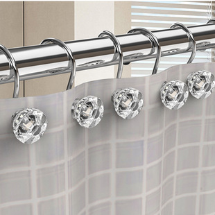 [12 pcs/box] high-grade crystal shower curtain hook bathroom curtain buckle waterproof rust-proof durable and beautiful