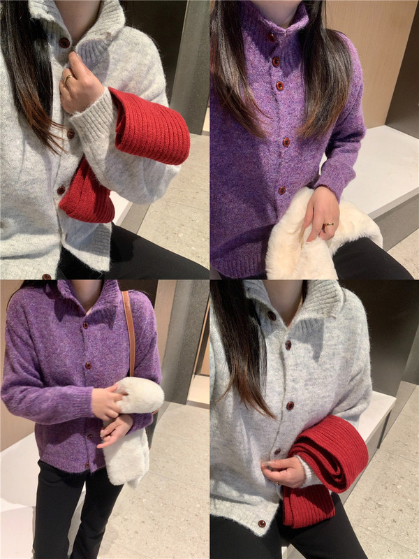 8% Wool Lazy High-Neck Single-Breasted Button Sweater Coat for Women, Simple Loose Knit Cardigan, Early Spring 2026 8% Wool Lazy High-Neck Single-Breasted Button Sweater Coat for Women, Simple Loose Knit Cardigan, Early Spring 2026