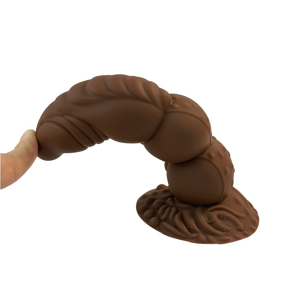 Huanlong Silicone Anal Plug, Large Special-Shaped Soft Vaginal Plug in Coffee Brown — detail image 1