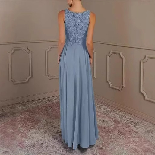 Comercio exterior Falda larga de gasa europea y americana Vestido de fiesta de encaje para mujer Vestido de anfitrión de fiesta de cumpleaños largo