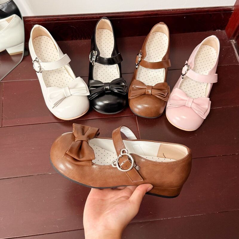 【Polka Dot Bear】Low-Heeled Versatile Cute Soft Girl Bowknot Flats Wishing Fish Lolita Loafers 【Polka Dot Bear】Low-Heeled Versatile Cute Soft Girl Bowknot Flats Wishing Fish Lolita Loafers