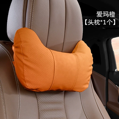 Headrest — Neck Pillow - cow-head-style-yacht-velvet-emma-orange-headrest-1