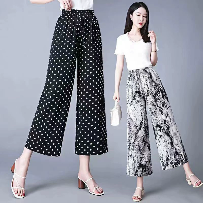 Чернила живопись дикая повседневная свободная и висяча тонкие широкие брюки брюки иностранные брюки женские летние брюки женский лед