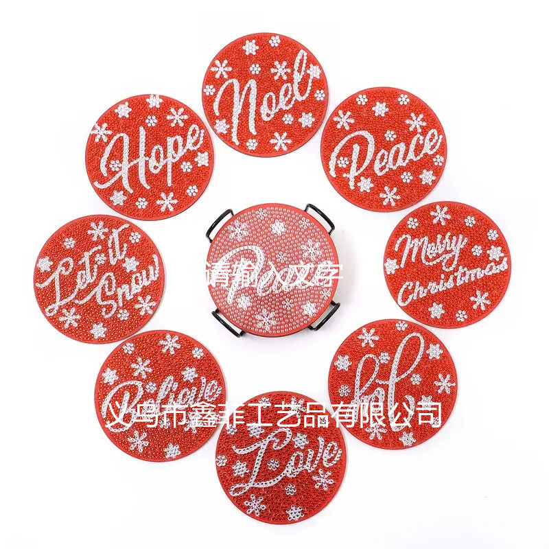 Diamond Painting Christmas Coaster 8-Piece Adult Diamond Art Crafts…