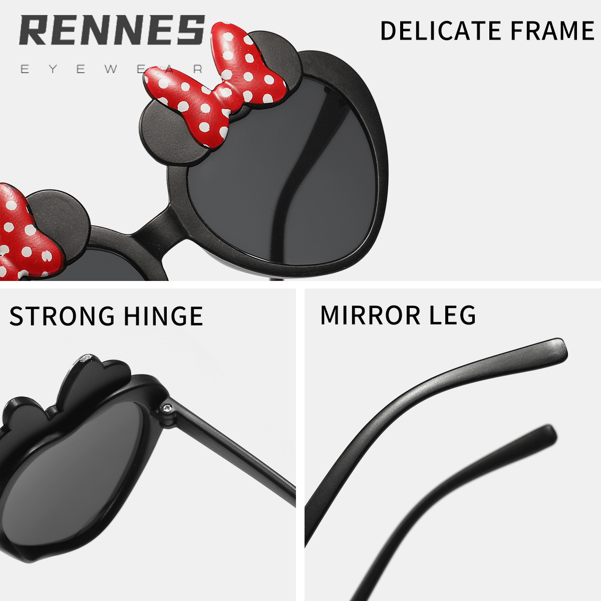 Nuevas gafas de sol personalizadas para niños Minnie gafas de sol para bebés gafas a prueba de rayos UV arco pequeña princesa gafas