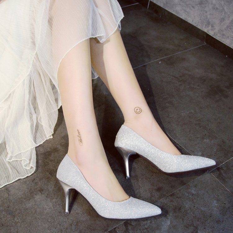 2023年夏季女士高跟鞋2019婚纱照上班四季单鞋甜美职场酒店拍照礼