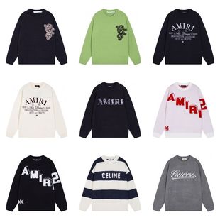 24 Autumn and Winter New Trendy Brand Letters All over the Body Logo Round Neck Knitted Sweaters for Men and Women Loose Casual Tops