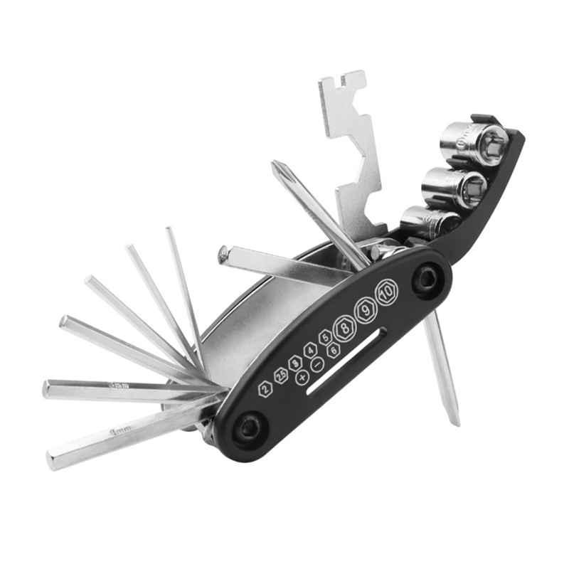 16 en una llave multifunción herramienta combinada portátil plegable hexagonal llave conjunto destornillador