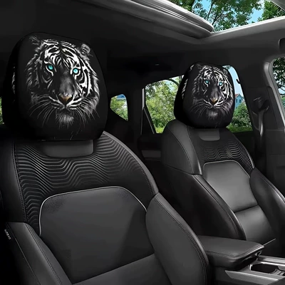 Universal seat cover Customizable with Labels and - domineering-tiger-double-sided-printing-2-pack