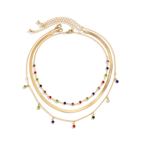 European and American cross-border ornaments, niche spicy girl feng shui crystal star-shaped clavicle choker necklace, simple snake bone chain necklace 