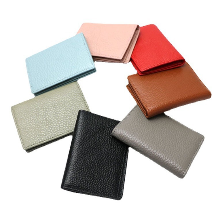 Lychee patrón primera capa de piel de vaca tarjeta de visita libro de almacenamiento titular de la tarjeta de cuero suave titular de la tarjeta de cambio de cuero genuino entrega de una pieza