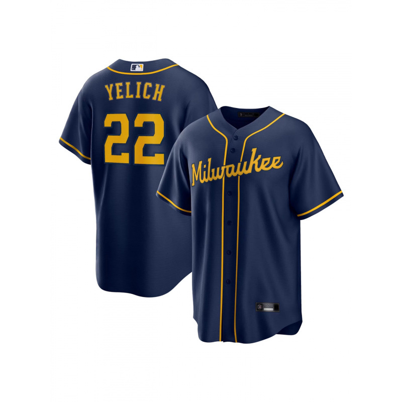 2026Mlb American-Style Embroidered Short-Sleeve Brewers Team Print Model Cross-Border Foreign Trade In-Stock Item Number 22