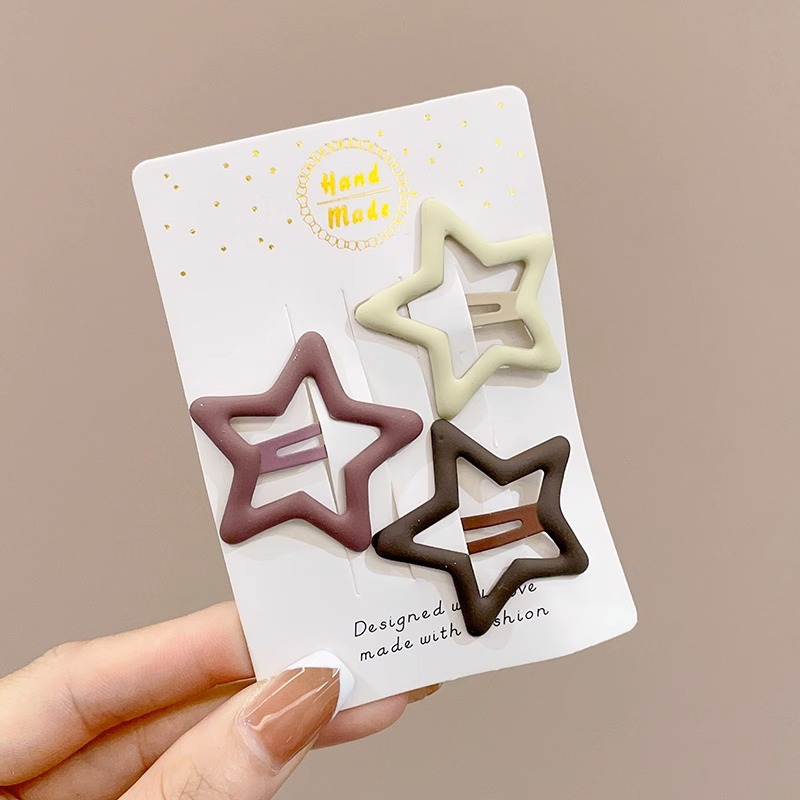 Clip de flequillo de color café con leche, pinza para el cabello estrella, prensa, accesorios para el cabello para mujer 2025, accesorios para el cabello, clips para cabello roto, clips laterales, clips bb