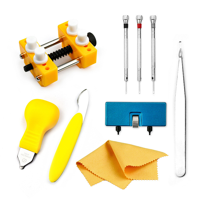 修表工具 拆卸换表带工具套装 钟表修理工具9件套 调整换拆表带