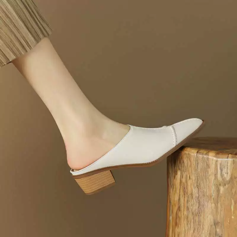 Элитные французские полусапожки для женщин лето 2025, балетки на среднем и толстом каблуке, универсальные сандалии