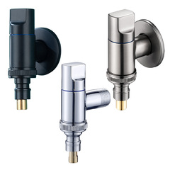 Ultra-short mini all-copper triangular valve household washing machine faucet 4-point automatic water stop nozzle buckle to save space