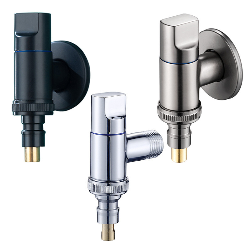 Ultra-short mini all-copper triangle valve household washing machine faucet 4 points automatic stop nozzle buckle saves space