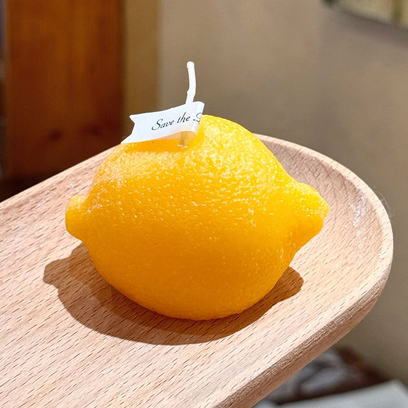 クリエイティブな装飾品レモンの香りのキャンドル卸売フレグランスお土産ギフトホームシミュレーションフルーツキャンドル|undefined