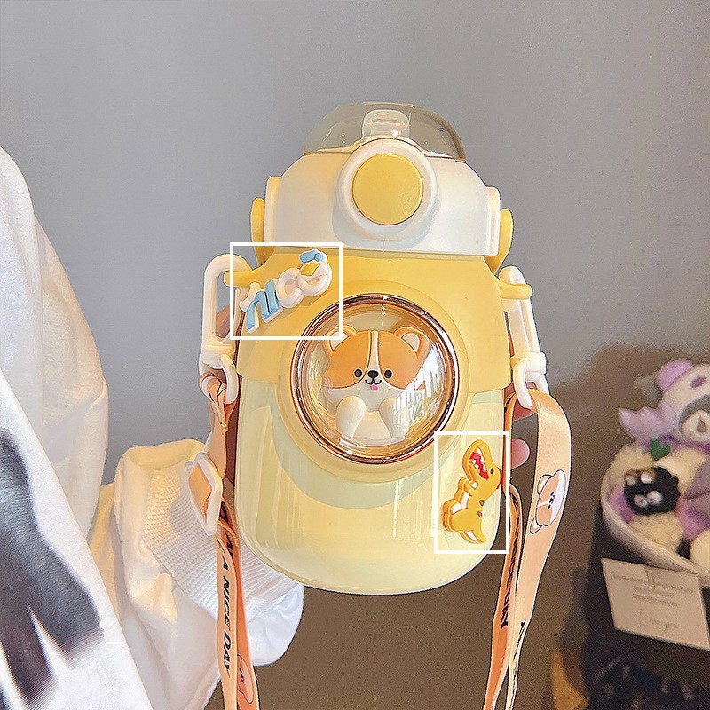 Taza de paja Linda Correa universal de alto aspecto taza de agua para niños cápsula espacial taza de plástico gran capacidad par hervidor de agua