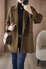 羊毛双面呢羊毛大衣女士高档中长款双排扣显瘦秋冬季外套穿