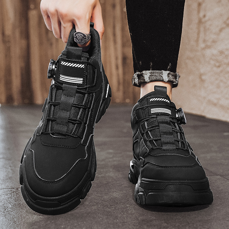 Botón giratorio de moda con pies botas Martin para hombre otoño e invierno nuevo estilo de cuero, alta, alta, alta, alta, deportes casuales, botas de hombre de moda