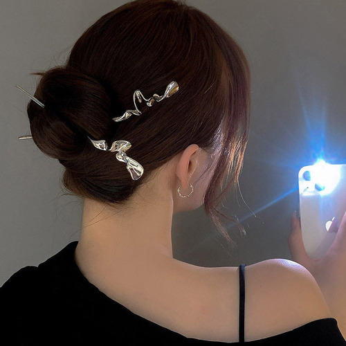 New Chinese style simple modern metal hairpin cold style high-end female Hanfu hairpin ancient style cheongsam hairpin