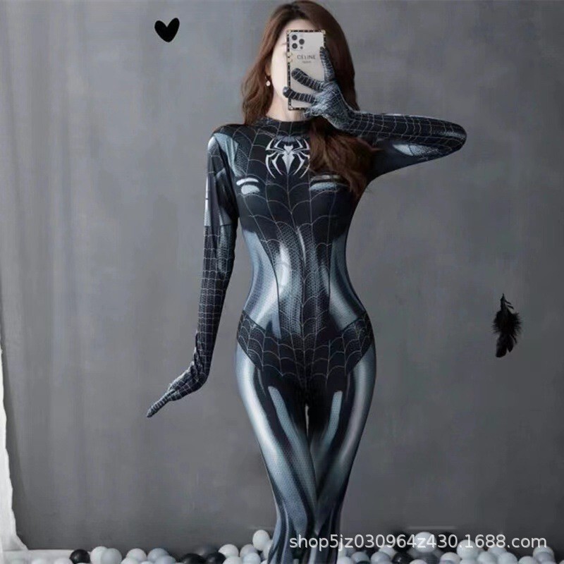 New Sexy Lingerie Role-Playing Female Uniform Temptation Sexy Spider-Man Passionate Tight Crotchless One-Piece No Need to Take Off New Sexy Lingerie Role-Playing Female Uniform Temptation Sexy Spider-Man Passionate Tight Crotchless One-Piece No Need to Take Off