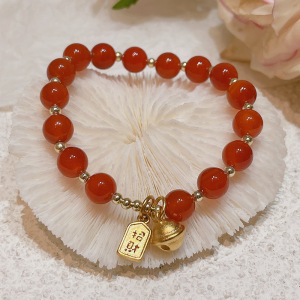 New cute tiger zodiac bracelet female ACTS the role of natural red agate beads series of student girlfriends hand ring gift