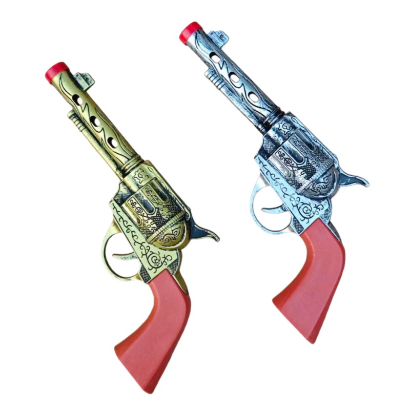 Accesorios de traje de samurai pistola de vaquero de oro plateado arma para niños juguete arma de vaquero occidental bufanda de revólver