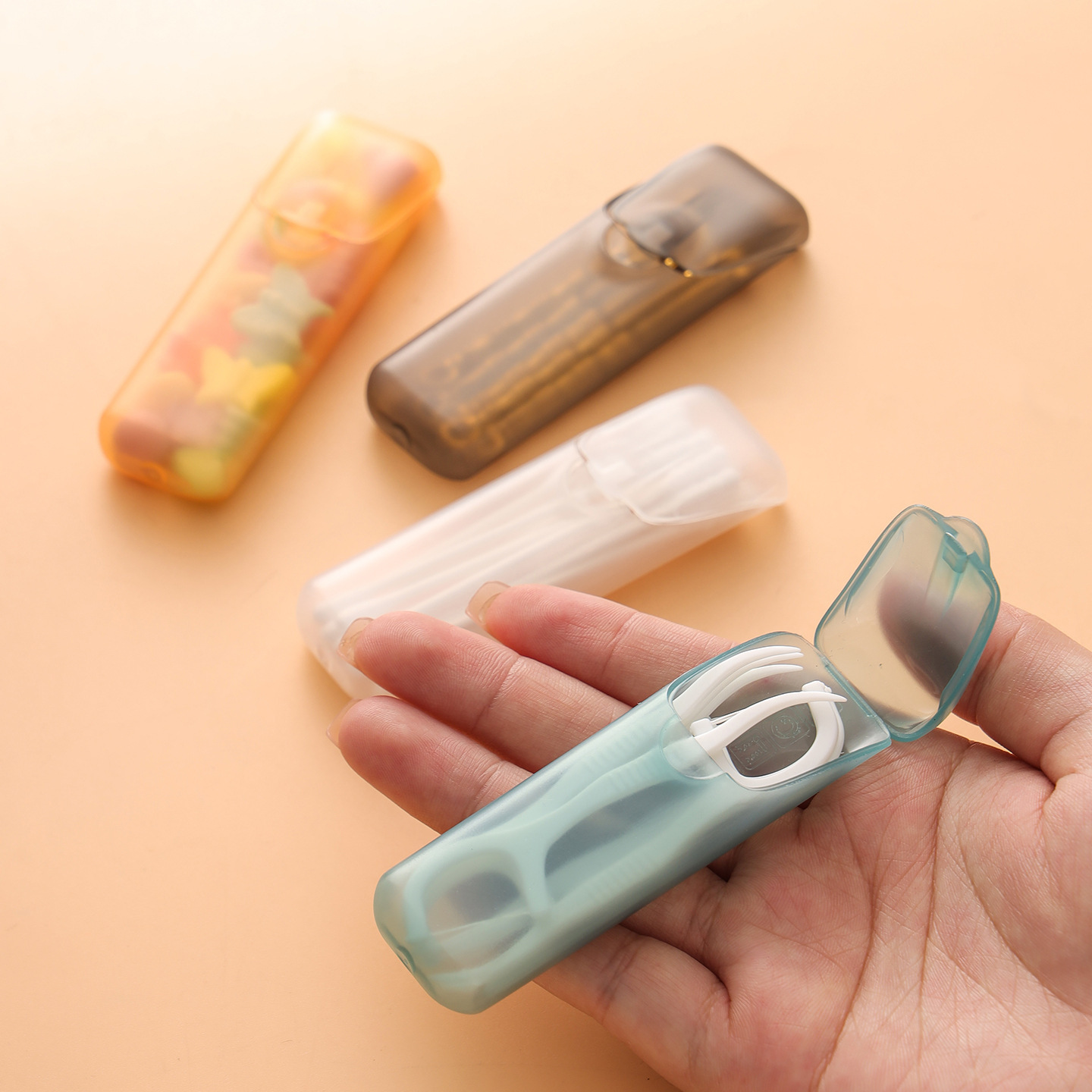 跨境随身棉签盒子收纳盒PP透明材质牙线盒便携药盒迷你牙签收纳盒