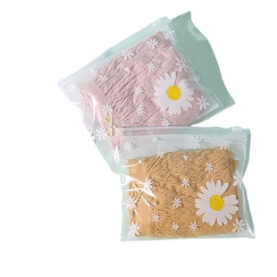 Cute fresh daisy packaging bag PE high transparent printed zipper clothing underwear small storage packaging bag