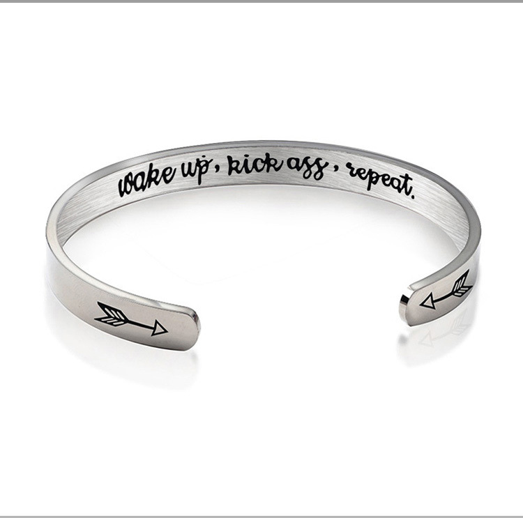 34g Weight Bangle Classification 304 Stainless Steel Chain Material 1 Piece Quantity Classic Style Commute Letter 304 Stainless Steel Carving Men's Bangle Men Cuff & Bangle