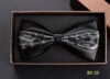 Cross -border fashion male trendy black leather tie bow business professional dress wedding leather collar flower creative bow knot