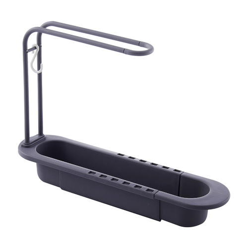 Multifunctional kitchen sponge drain storage rack with towel bar, rag rack, retractable sink storage rack