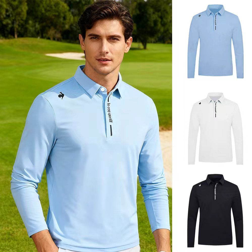 Autumn and Winter Golf Men's New Long-Sleeved Polo Shirt Quick-Drying Breathable Fashion Versatile Classy Elastic Sports Jersey