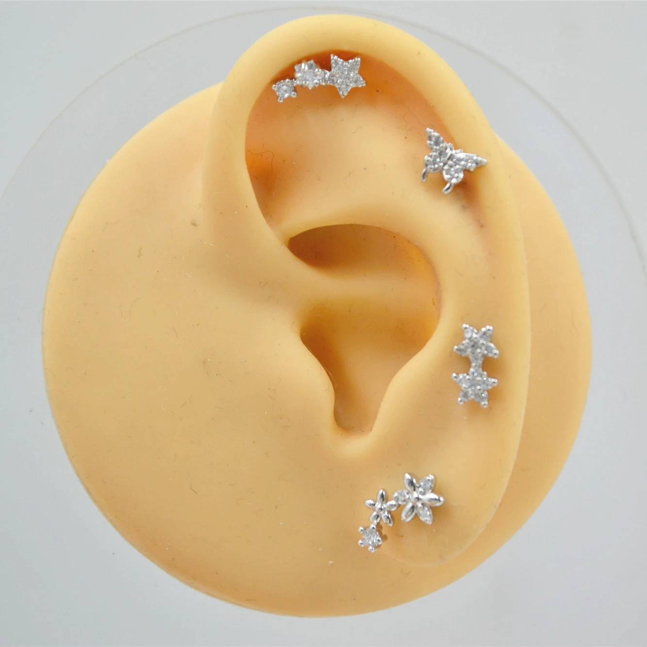 Серьги из нержавеющей стали, аксессуар, корейский стиль, цветы, микроинкрустация, (Физические)