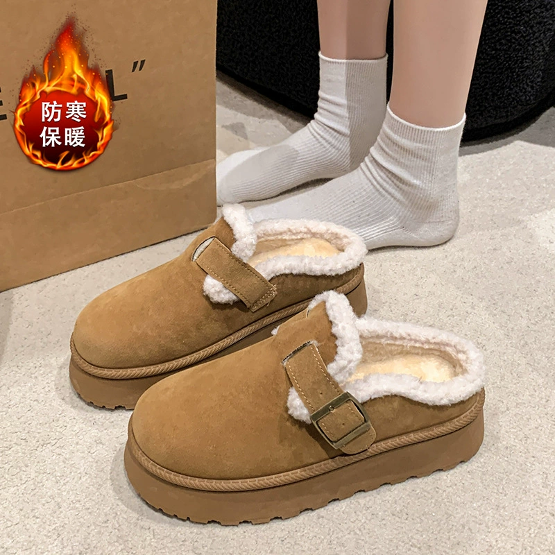 Баотоу шерстяные тапки с толстым дном женские 2024 новые зимние меховые меховые