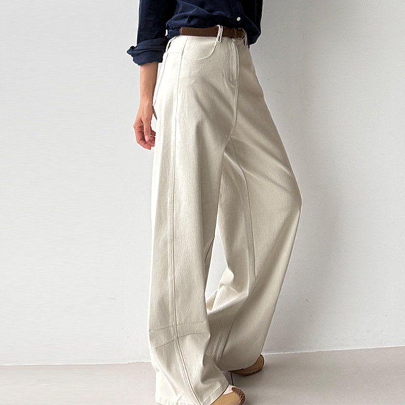Italian HM high-waisted split wide-leg jeans for women, with belt, drapey, loose-fitting, slimming carrot pants