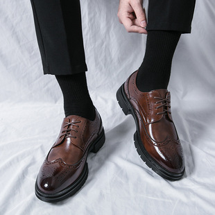 AliExpress plus size Leather Shoes Men's 38-46 Size Spring and Autumn Men's Brock Carved Business Dress Lefu Leather Shoes Men