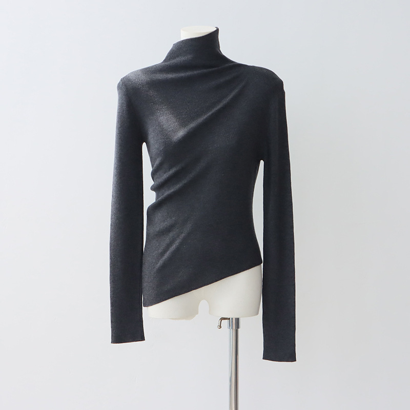Thirteen lines of high-end wear with asymmetric beveled turtleneck long sleeve sweater autumn and winter wool blended base sweater