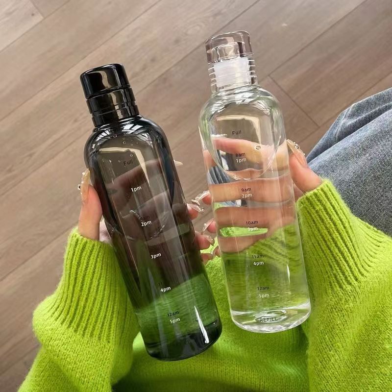 小紅書同項高颜値時間ダイヤル男女車載透明プラスチックカップ漏れ防止シンプルネット赤カップ|undefined