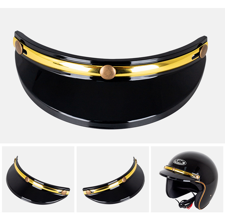 Retro Motorcycle Helmet Special Visor 3/4 Helmet Visor Electric Vehicle Helmet Three-Button Sunshade Visor My02